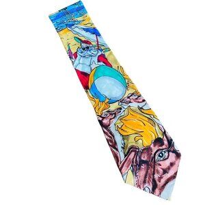 Vintage Addiction 100% Silk Tie Christmas Santa on the Beach Necktie Reindeers